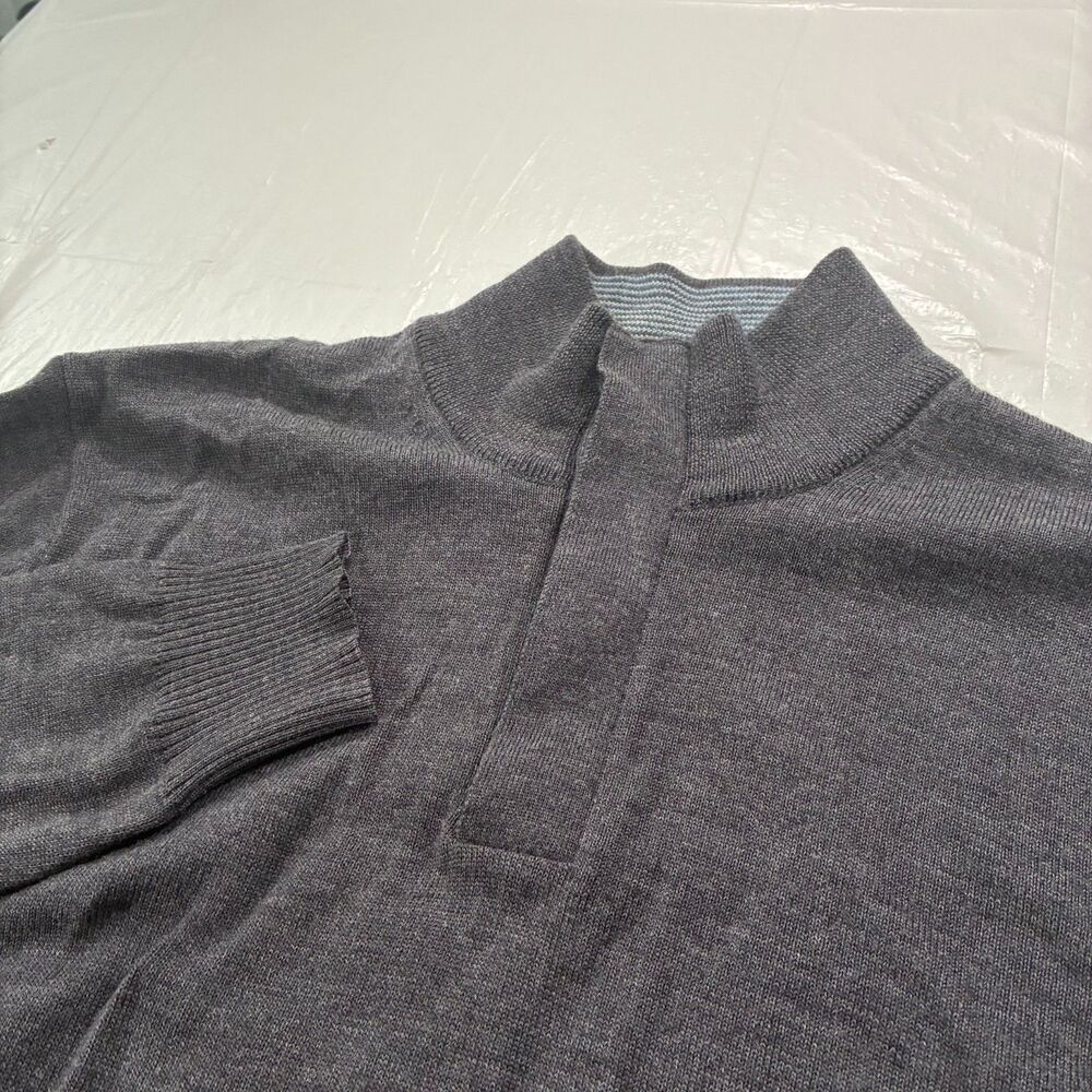 Charles Tyrwhitt Weekend Sweater Mens Med Gray Wool Button Neck Made in Italy
